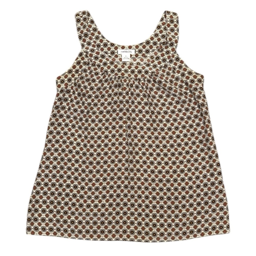 Women’s 100% silk Brown and Cream sleeveless top